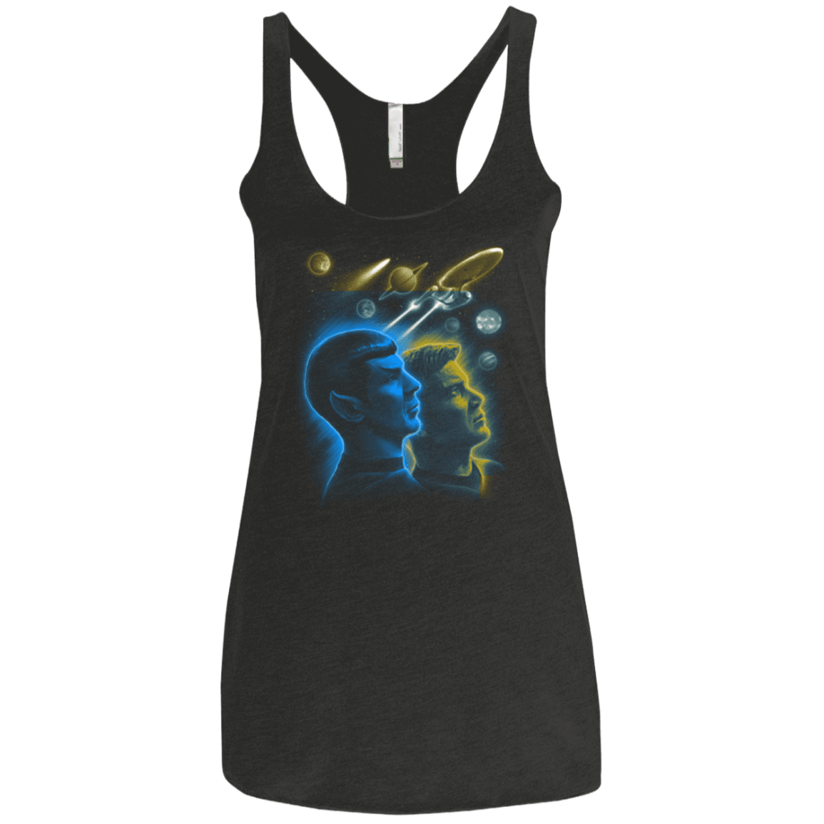T-Shirts Vintage Black / X-Small Star Trek Kirk Spock Women's Triblend Racerback Tank