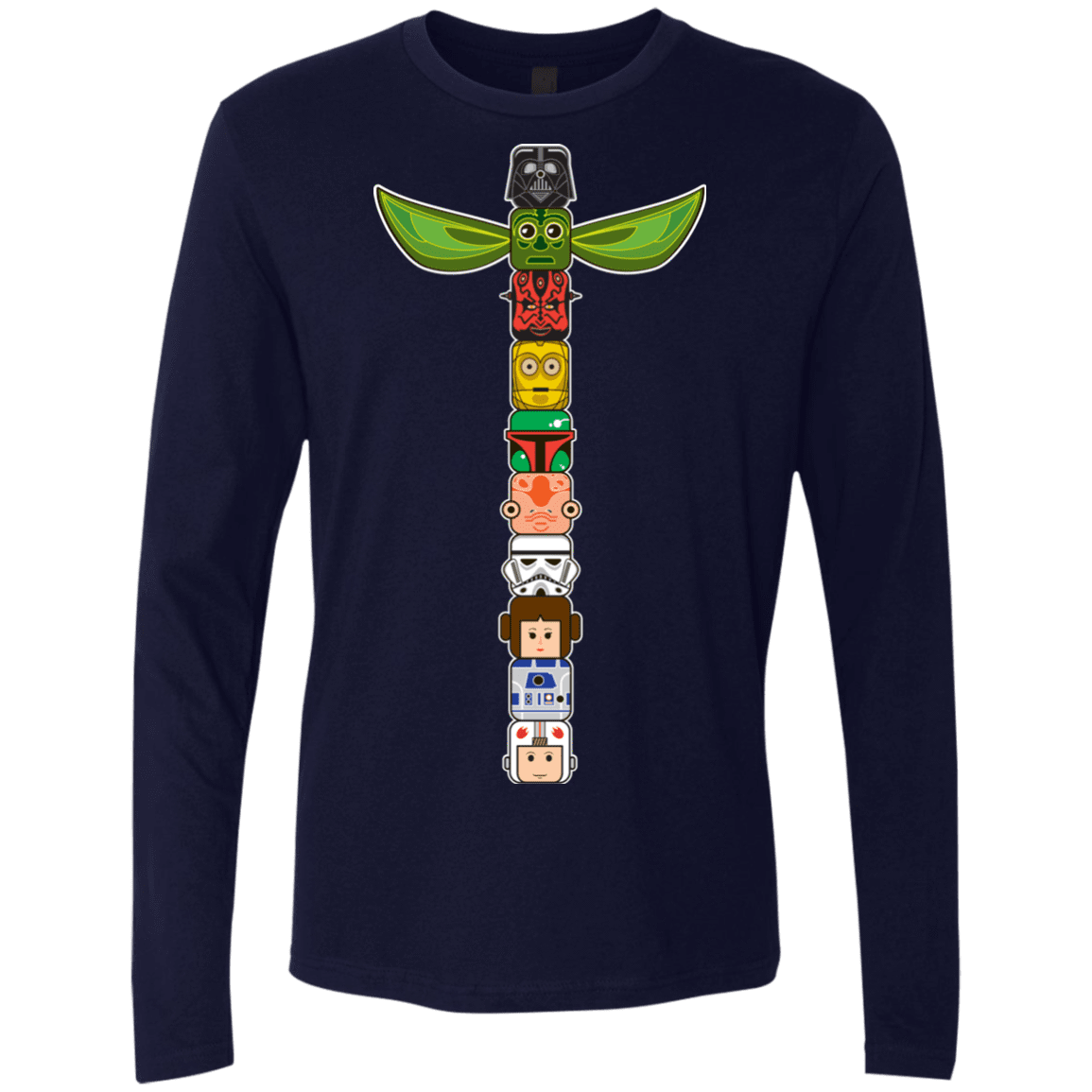 T-Shirts Midnight Navy / Small Star Wars Totem Men's Premium Long Sleeve