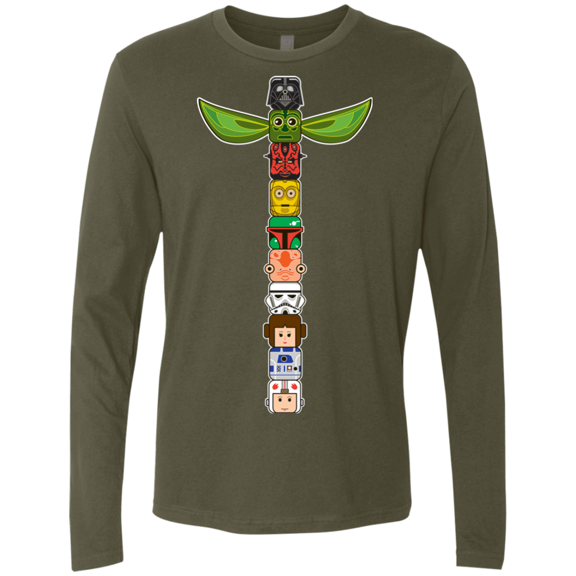 T-Shirts Military Green / Small Star Wars Totem Men's Premium Long Sleeve