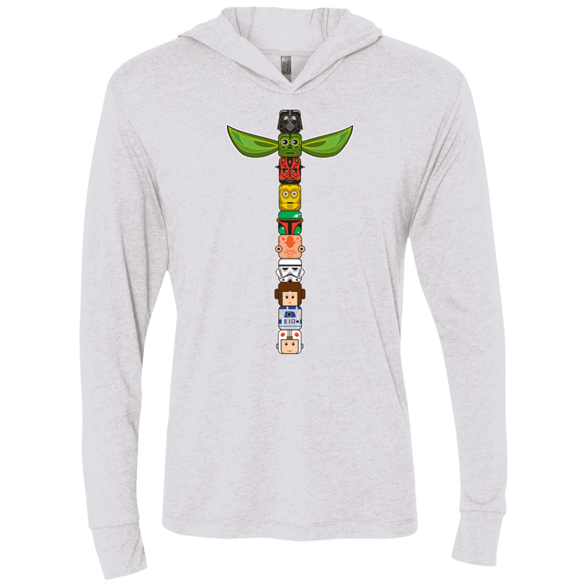 T-Shirts Heather White / X-Small Star Wars Totem Triblend Long Sleeve Hoodie Tee
