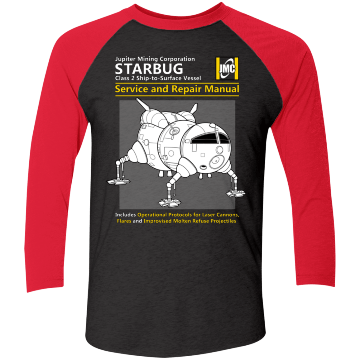 T-Shirts Vintage Black/Vintage Red / X-Small Starbug Service And Repair Manual Men's Triblend 3/4 Sleeve