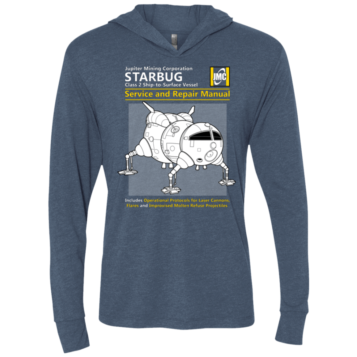 T-Shirts Indigo / X-Small Starbug Service And Repair Manual Triblend Long Sleeve Hoodie Tee