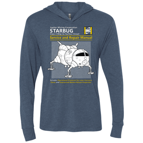 T-Shirts Indigo / X-Small Starbug Service And Repair Manual Triblend Long Sleeve Hoodie Tee