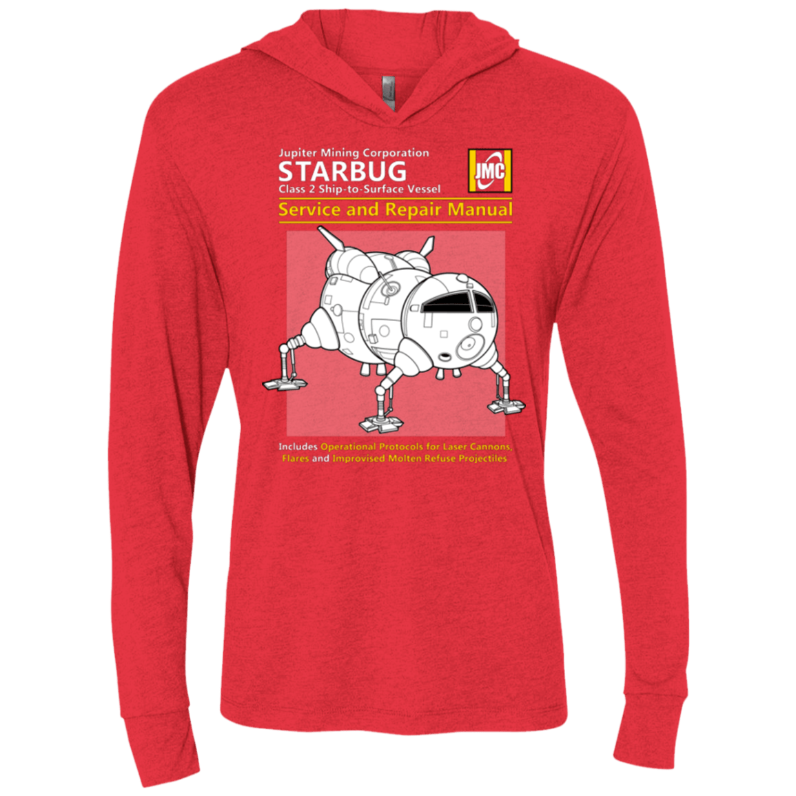 T-Shirts Vintage Red / X-Small Starbug Service And Repair Manual Triblend Long Sleeve Hoodie Tee