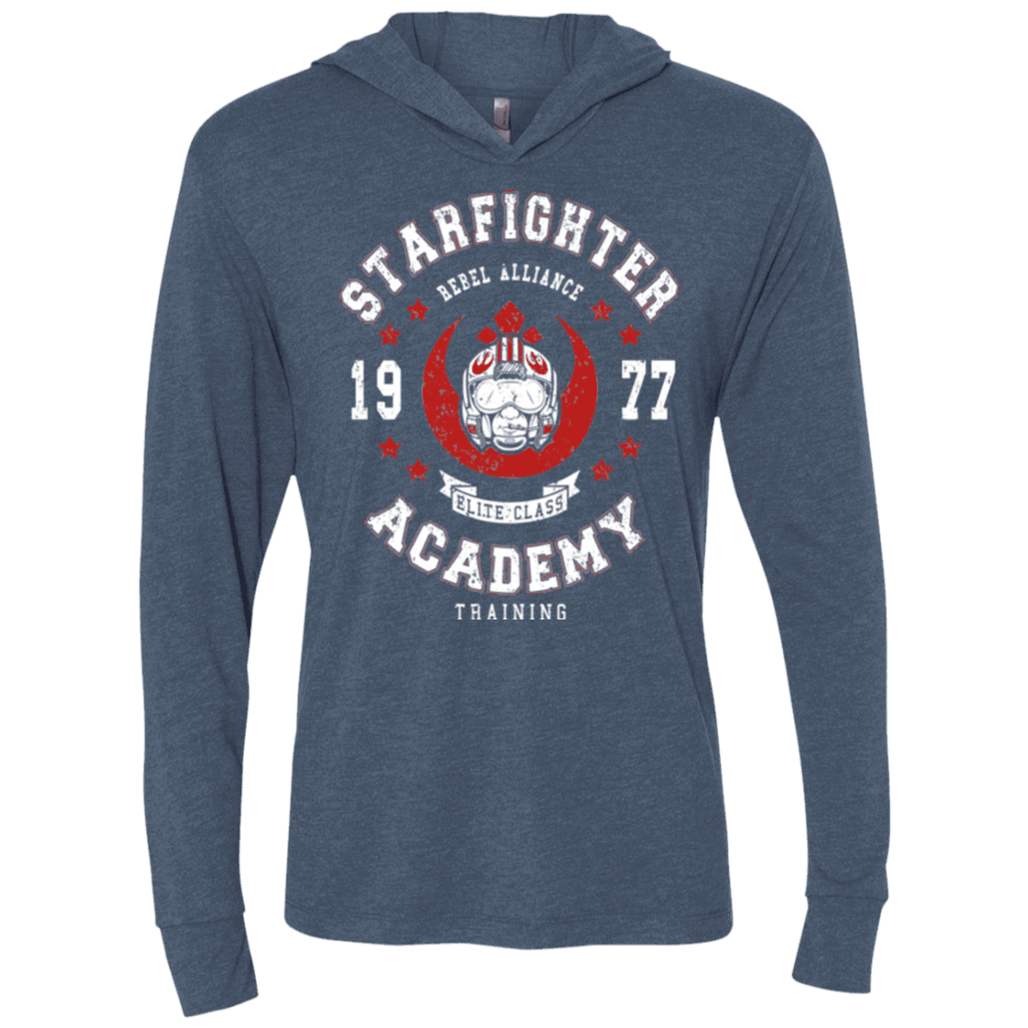 T-Shirts Indigo / X-Small Starfighter Academy 77 Triblend Long Sleeve Hoodie Tee