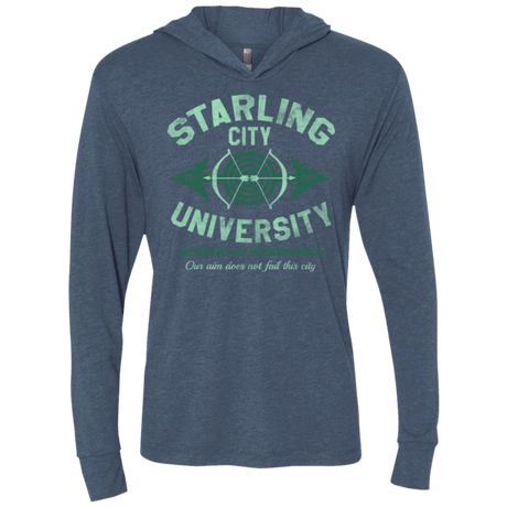 T-Shirts Indigo / X-Small Starling City U Triblend Long Sleeve Hoodie Tee