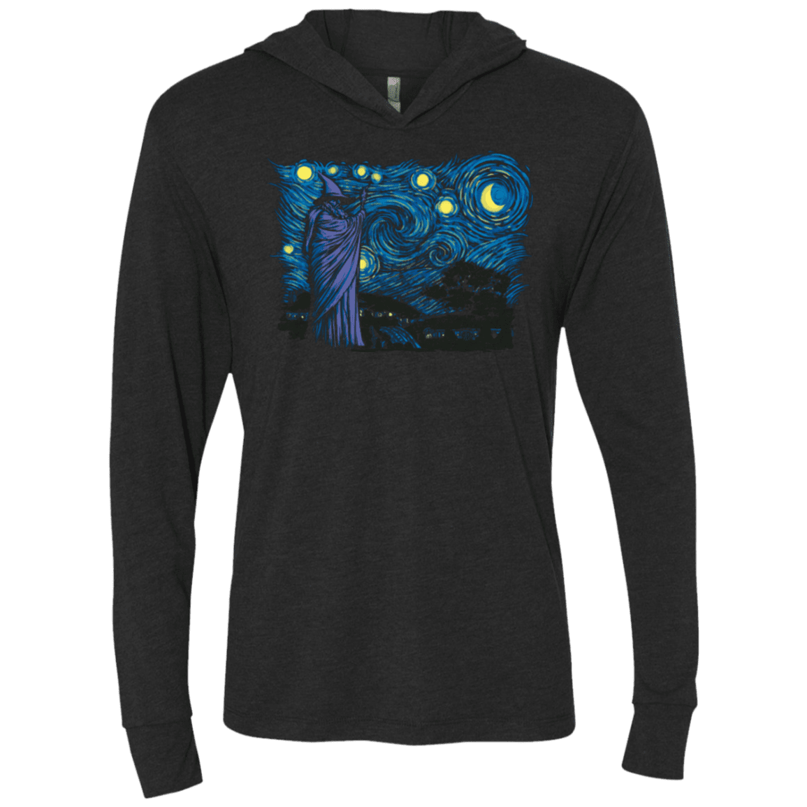 T-Shirts Vintage Black / X-Small Starry Hobbiton Triblend Long Sleeve Hoodie Tee