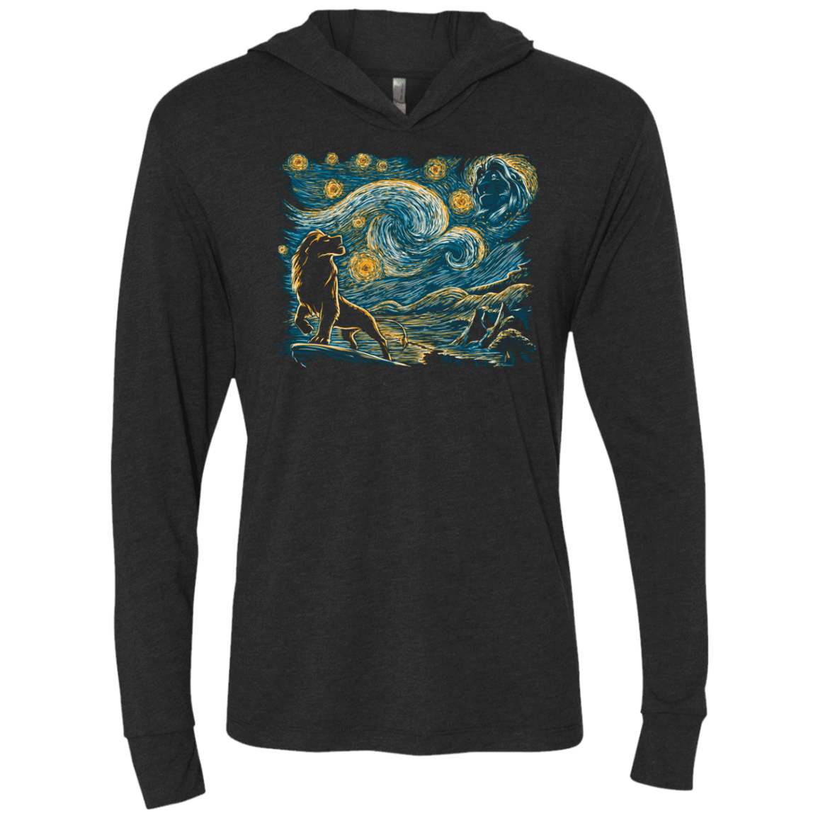 T-Shirts Vintage Black / X-Small Starry King Triblend Long Sleeve Hoodie Tee