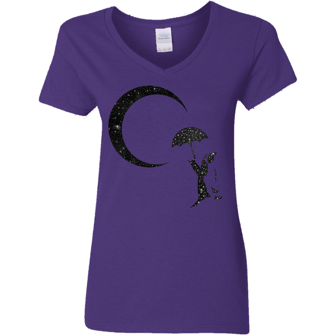 T-Shirts Purple / S Starry Penquin Women's V-Neck T-Shirt