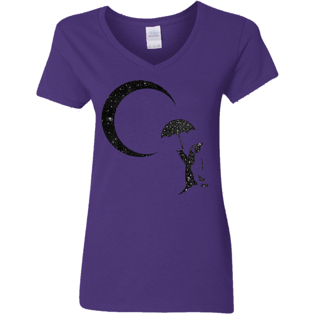 T-Shirts Purple / S Starry Penquin Women's V-Neck T-Shirt