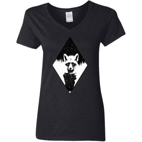 T-Shirts Black / S Starry Raccoon Women's V-Neck T-Shirt