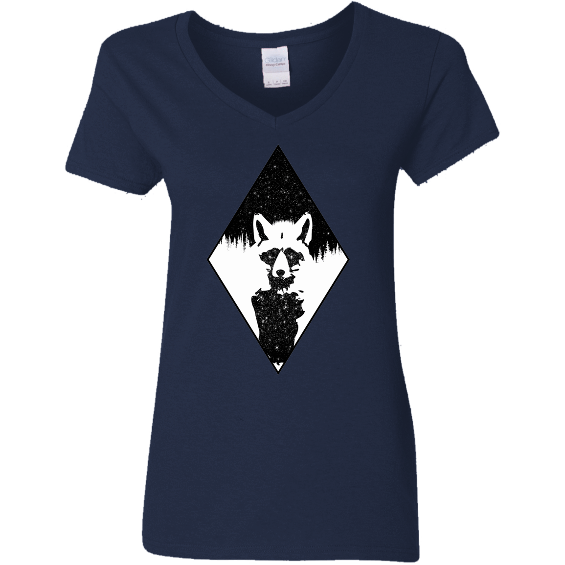 T-Shirts Navy / S Starry Raccoon Women's V-Neck T-Shirt