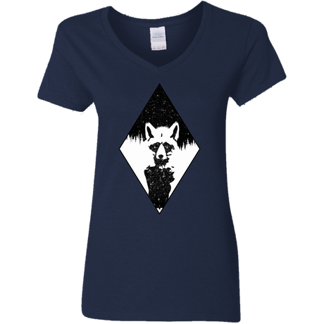 T-Shirts Navy / S Starry Raccoon Women's V-Neck T-Shirt