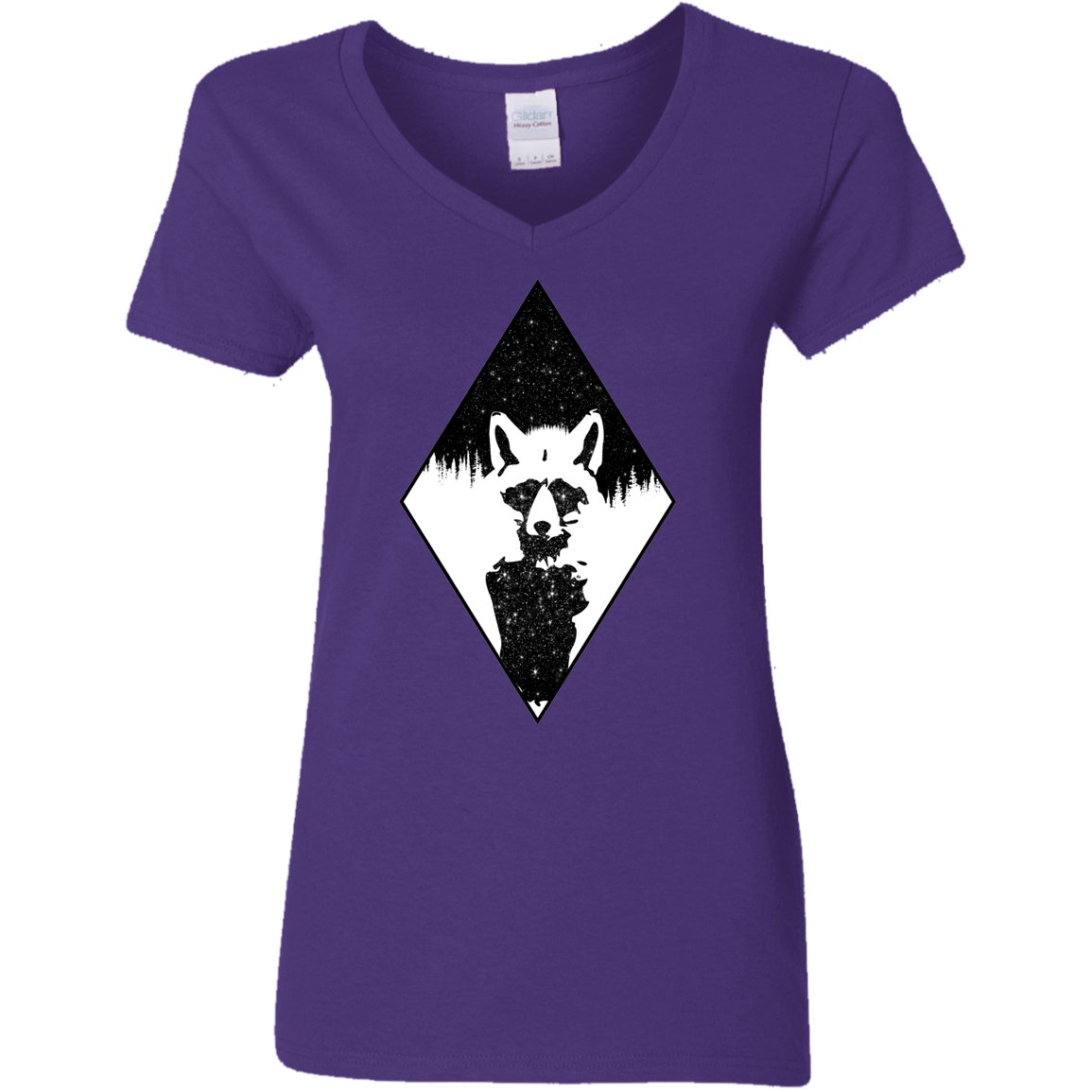 T-Shirts Purple / S Starry Raccoon Women's V-Neck T-Shirt