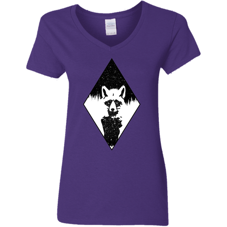 T-Shirts Purple / S Starry Raccoon Women's V-Neck T-Shirt