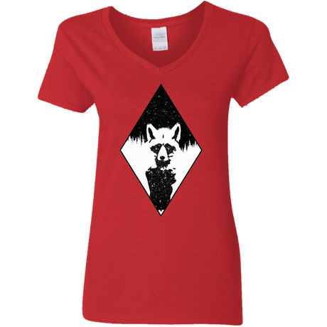 T-Shirts Red / S Starry Raccoon Women's V-Neck T-Shirt