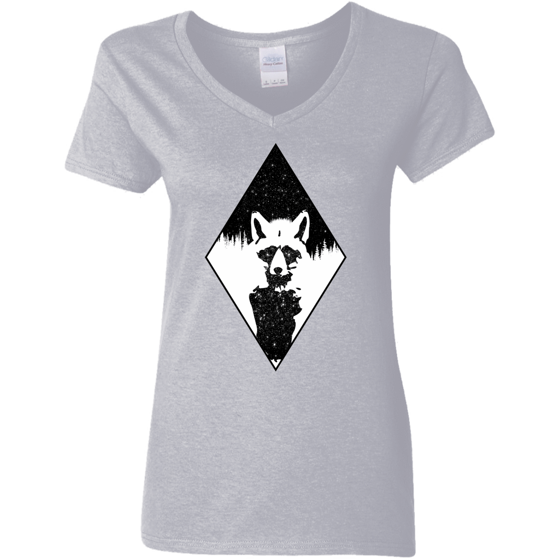 T-Shirts Sport Grey / S Starry Raccoon Women's V-Neck T-Shirt