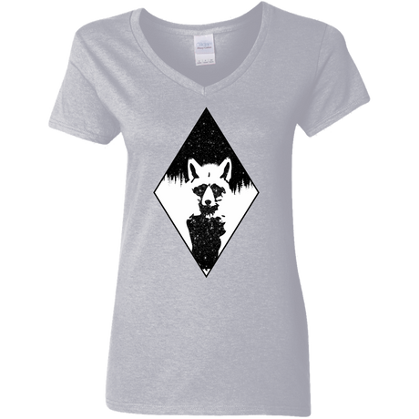 T-Shirts Sport Grey / S Starry Raccoon Women's V-Neck T-Shirt