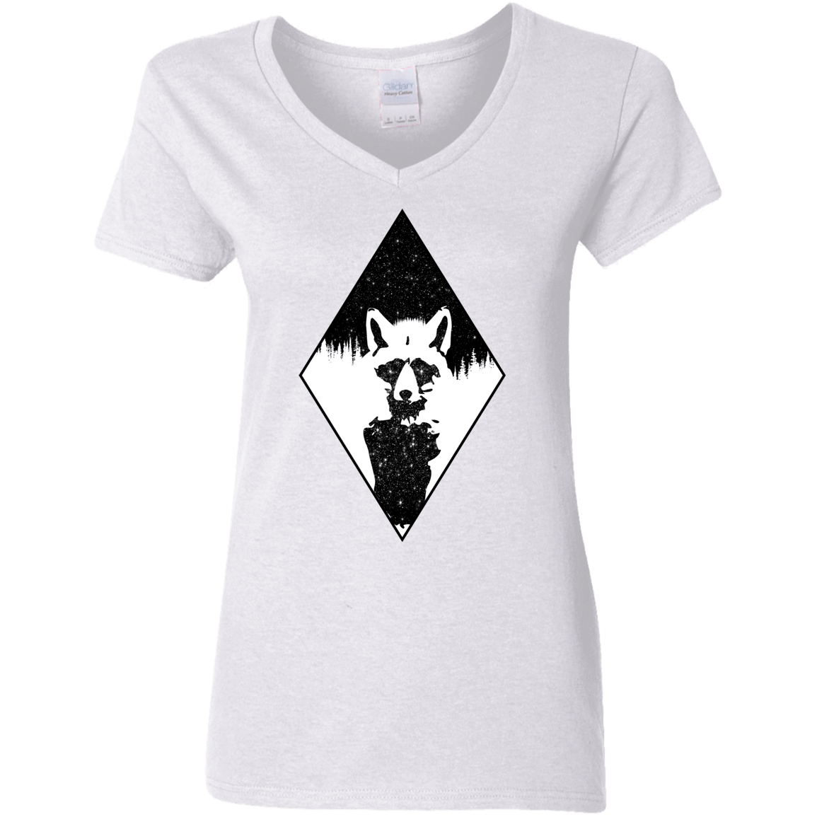 T-Shirts White / S Starry Raccoon Women's V-Neck T-Shirt