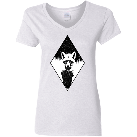 T-Shirts White / S Starry Raccoon Women's V-Neck T-Shirt