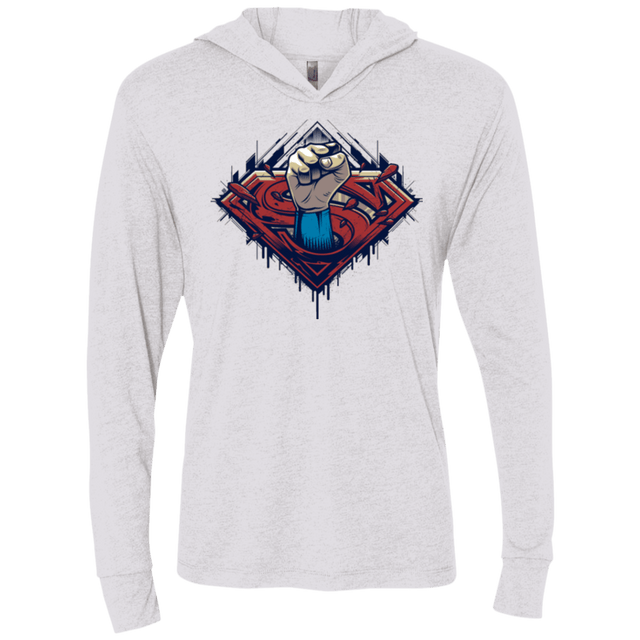 T-Shirts Heather White / X-Small Steel Hero Triblend Long Sleeve Hoodie Tee