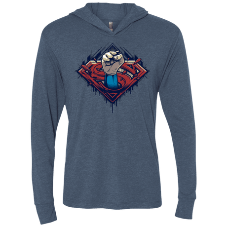 T-Shirts Indigo / X-Small Steel Hero Triblend Long Sleeve Hoodie Tee