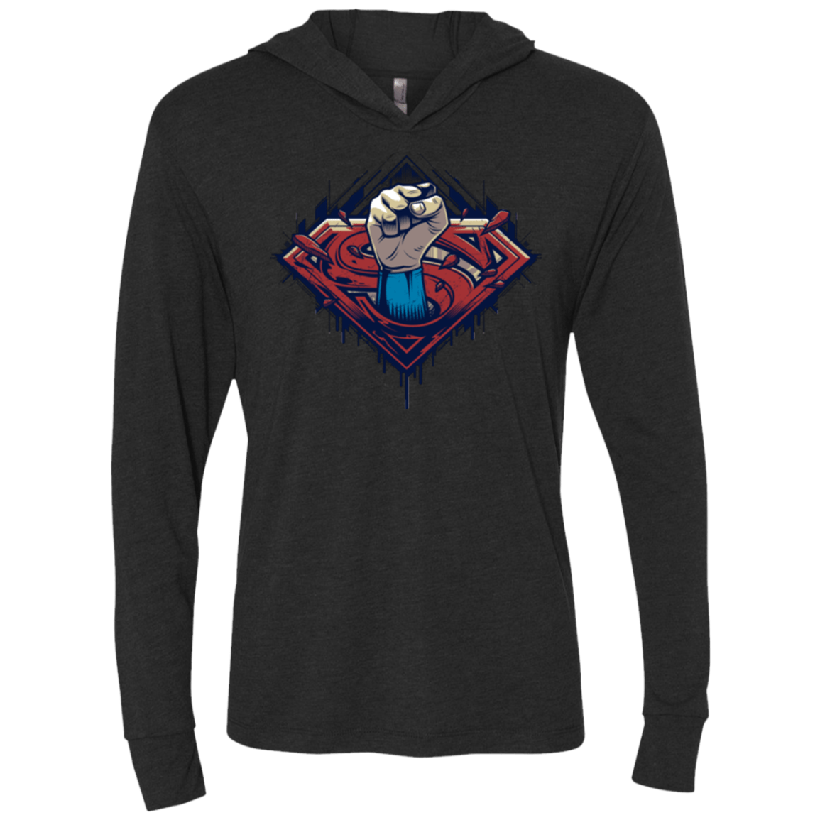 T-Shirts Vintage Black / X-Small Steel Hero Triblend Long Sleeve Hoodie Tee