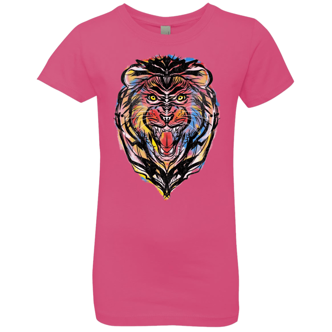 T-Shirts Hot Pink / YXS Stencil Lion Girls Premium T-Shirt