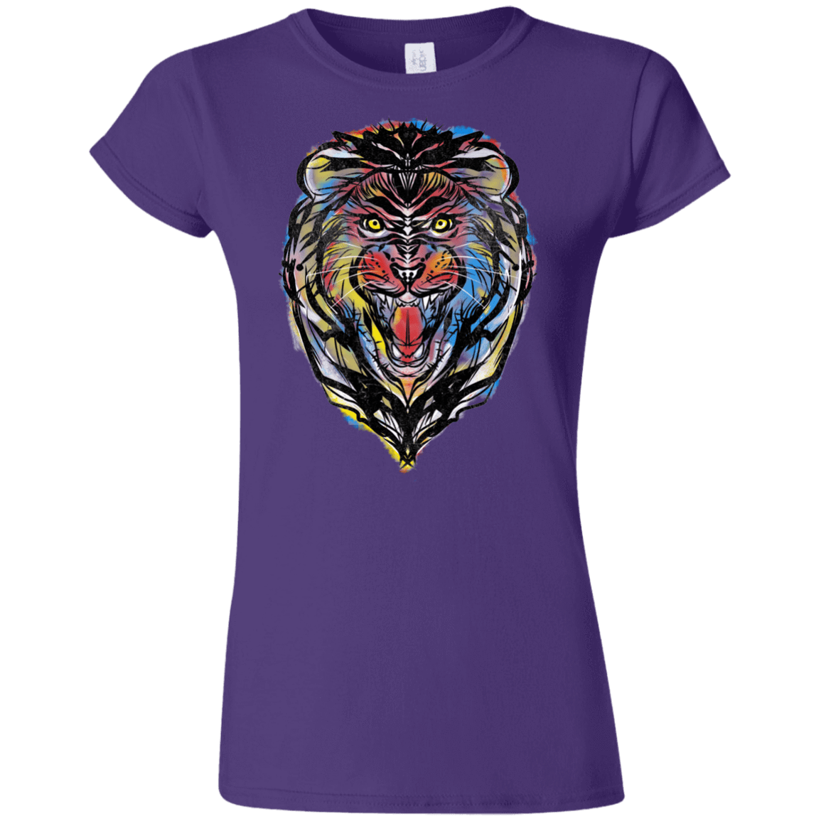 T-Shirts Purple / S Stencil Lion Junior Slimmer-Fit T-Shirt
