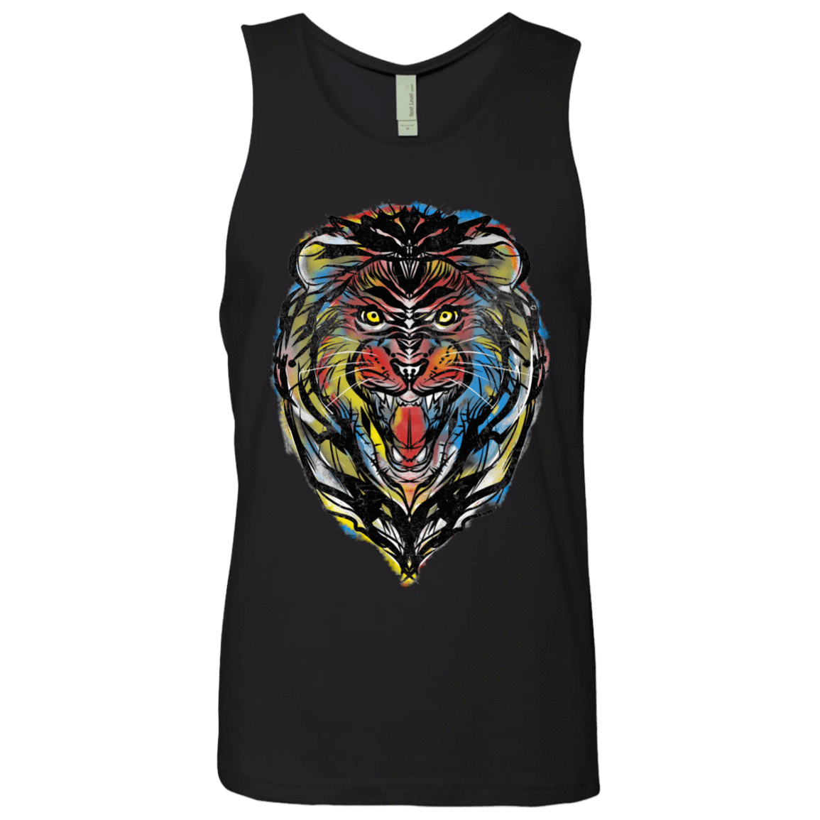 T-Shirts Black / S Stencil Lion Men's Premium Tank Top