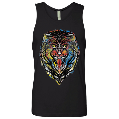 T-Shirts Black / S Stencil Lion Men's Premium Tank Top