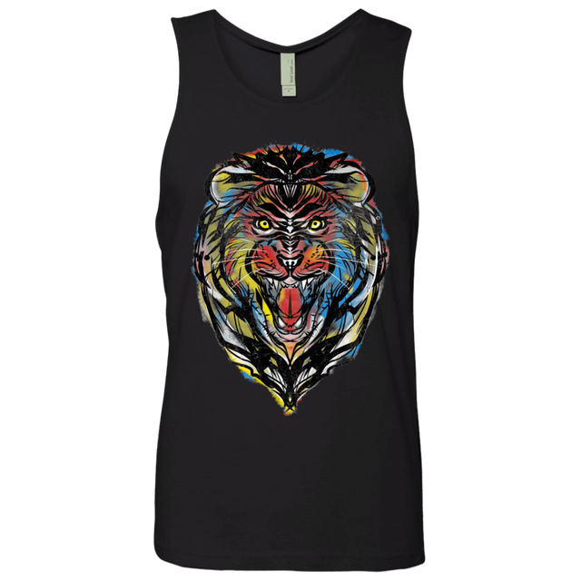 T-Shirts Black / S Stencil Lion Men's Premium Tank Top