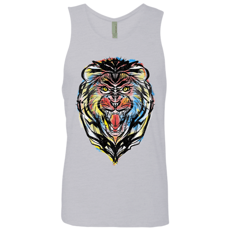 T-Shirts Heather Grey / S Stencil Lion Men's Premium Tank Top