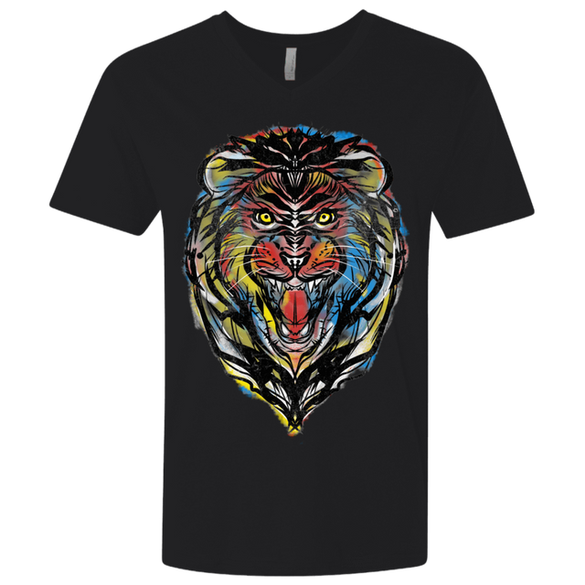 T-Shirts Black / X-Small Stencil Lion Men's Premium V-Neck