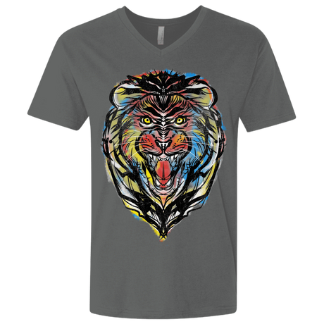 T-Shirts Heavy Metal / X-Small Stencil Lion Men's Premium V-Neck