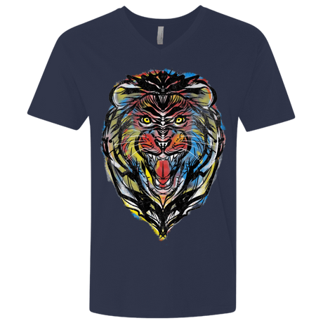 T-Shirts Midnight Navy / X-Small Stencil Lion Men's Premium V-Neck