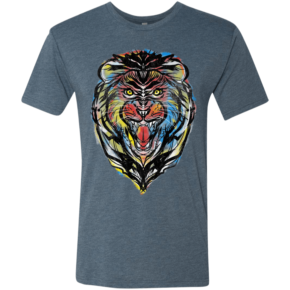 T-Shirts Indigo / S Stencil Lion Men's Triblend T-Shirt