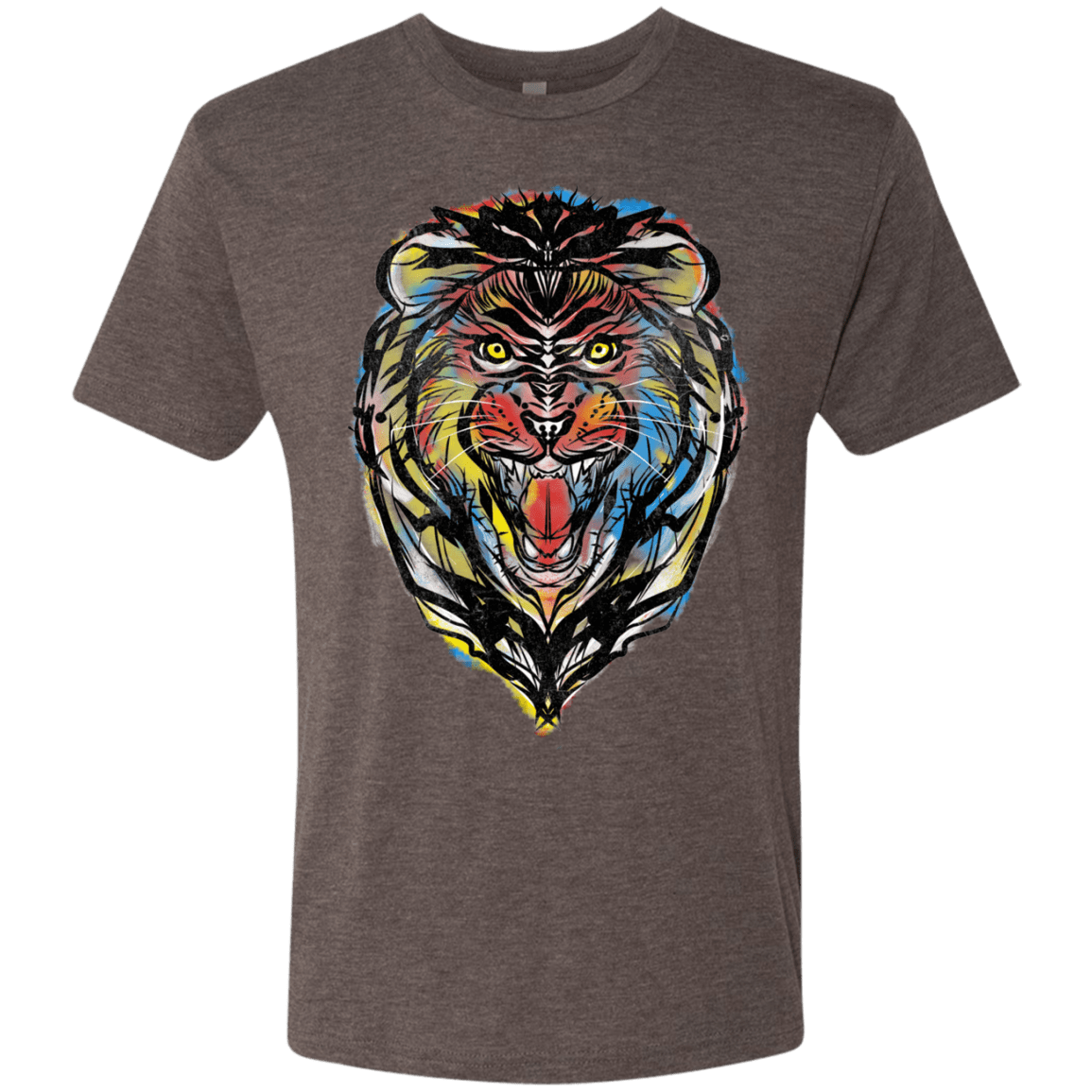 T-Shirts Macchiato / S Stencil Lion Men's Triblend T-Shirt