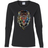 T-Shirts Black / S Stencil Lion Women's Long Sleeve T-Shirt