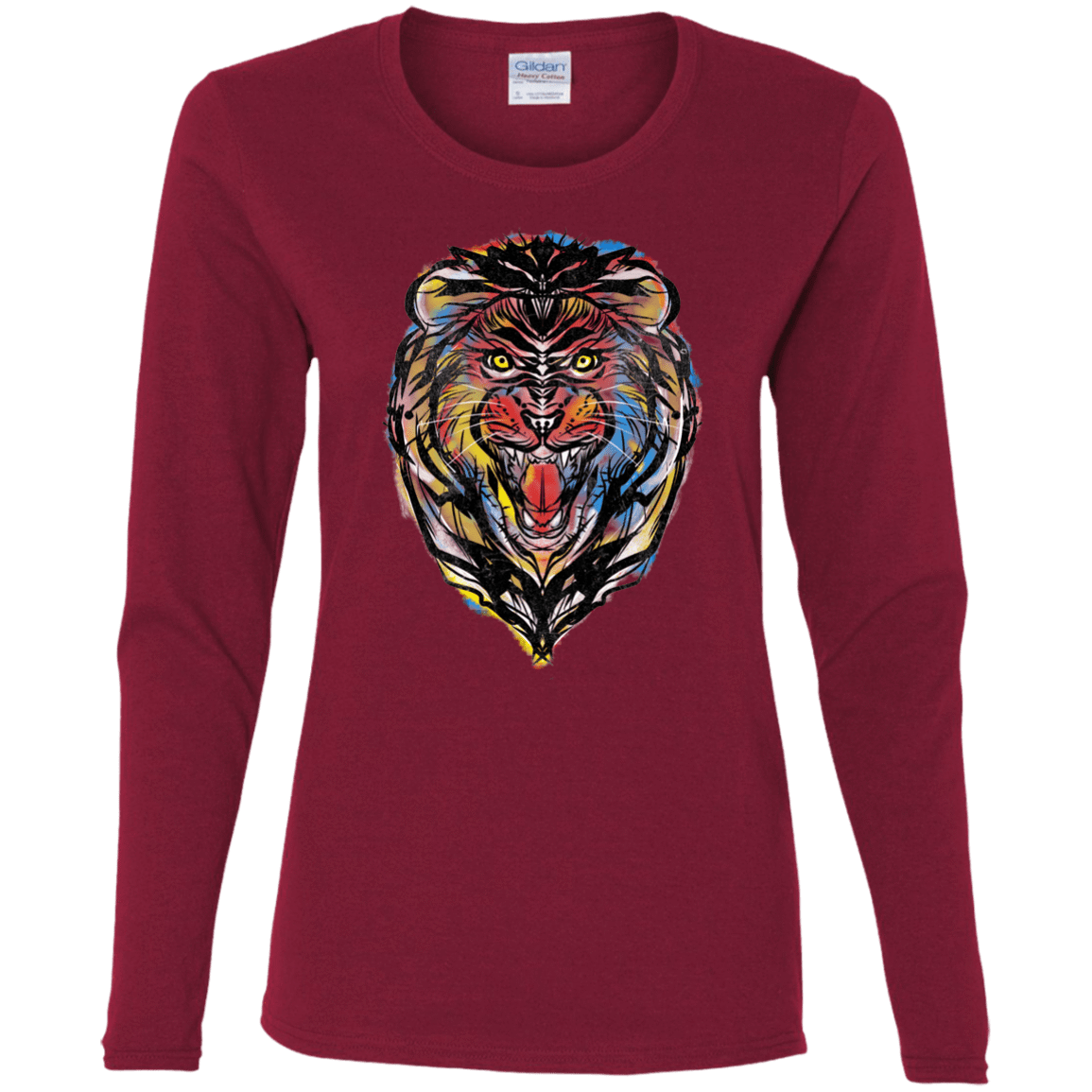 T-Shirts Cardinal / S Stencil Lion Women's Long Sleeve T-Shirt
