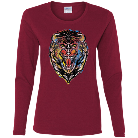 T-Shirts Cardinal / S Stencil Lion Women's Long Sleeve T-Shirt