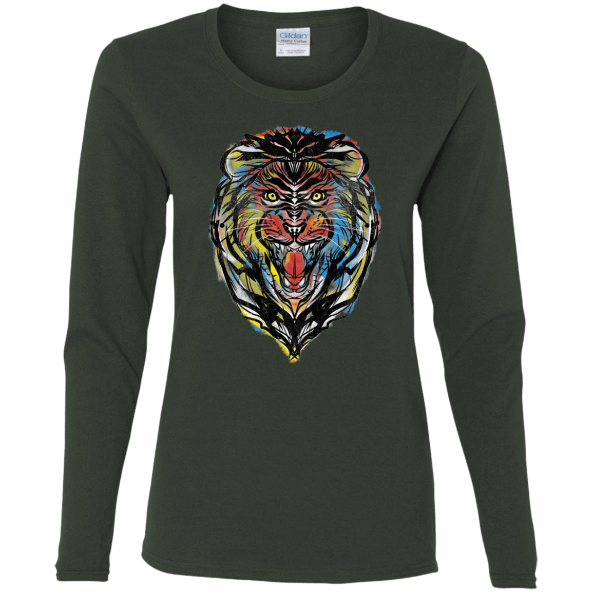 T-Shirts Forest / S Stencil Lion Women's Long Sleeve T-Shirt