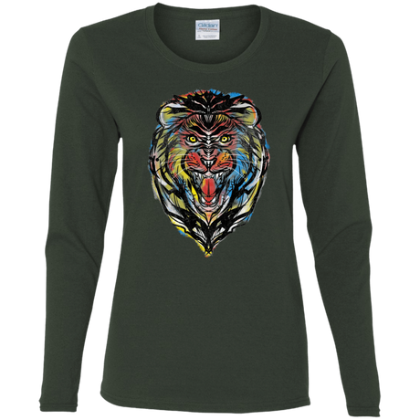 T-Shirts Forest / S Stencil Lion Women's Long Sleeve T-Shirt