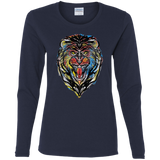 T-Shirts Navy / S Stencil Lion Women's Long Sleeve T-Shirt