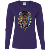 T-Shirts Purple / S Stencil Lion Women's Long Sleeve T-Shirt