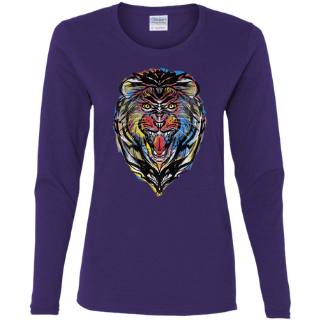 T-Shirts Purple / S Stencil Lion Women's Long Sleeve T-Shirt