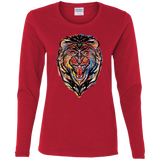 T-Shirts Red / S Stencil Lion Women's Long Sleeve T-Shirt