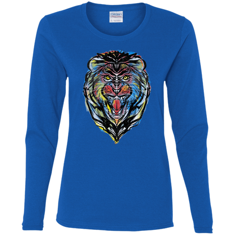 T-Shirts Royal / S Stencil Lion Women's Long Sleeve T-Shirt