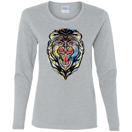 T-Shirts Sport Grey / S Stencil Lion Women's Long Sleeve T-Shirt