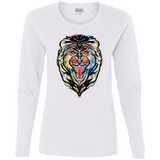 T-Shirts White / S Stencil Lion Women's Long Sleeve T-Shirt